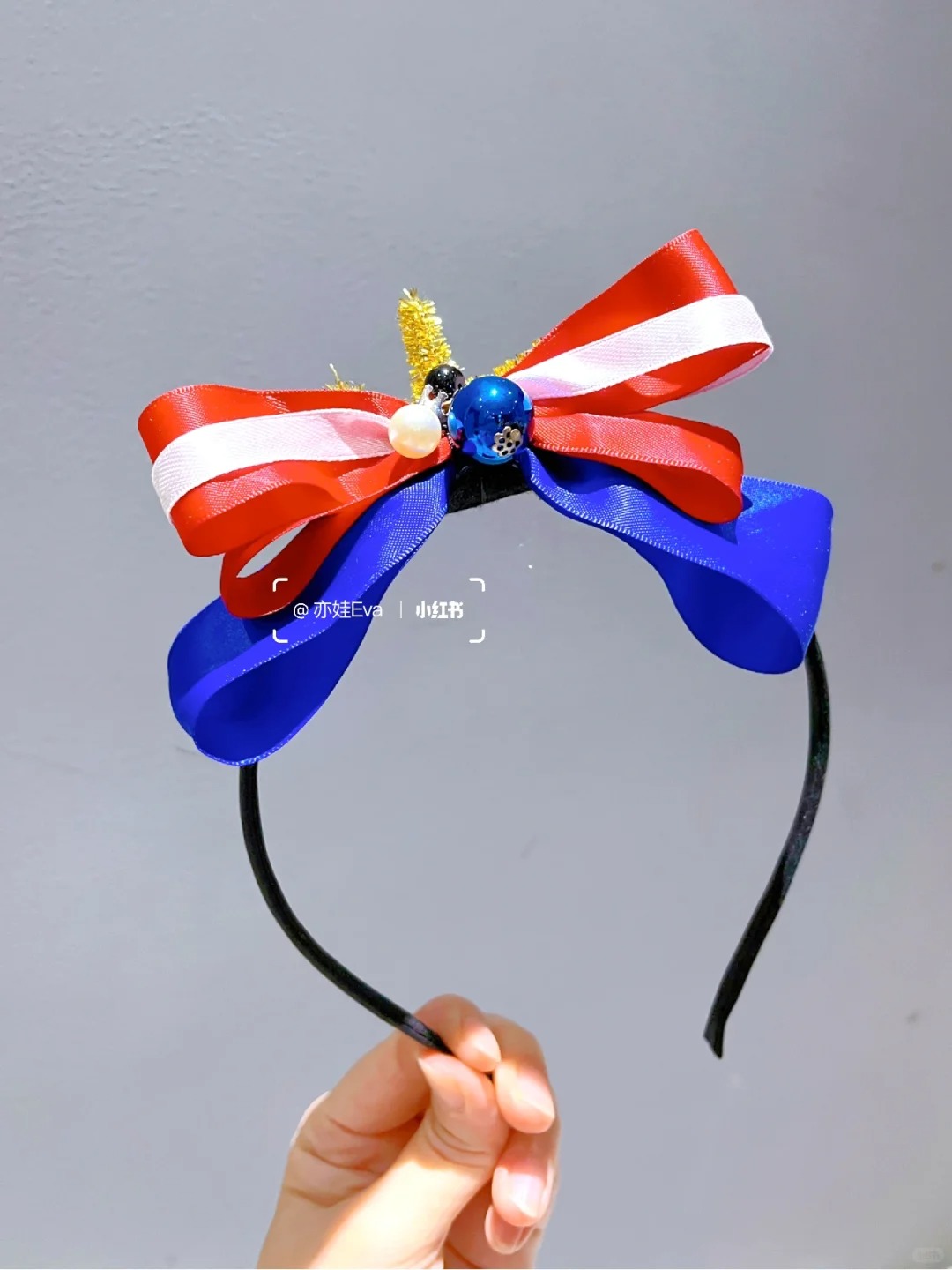 奥特曼红蓝白蝴蝶结头箍