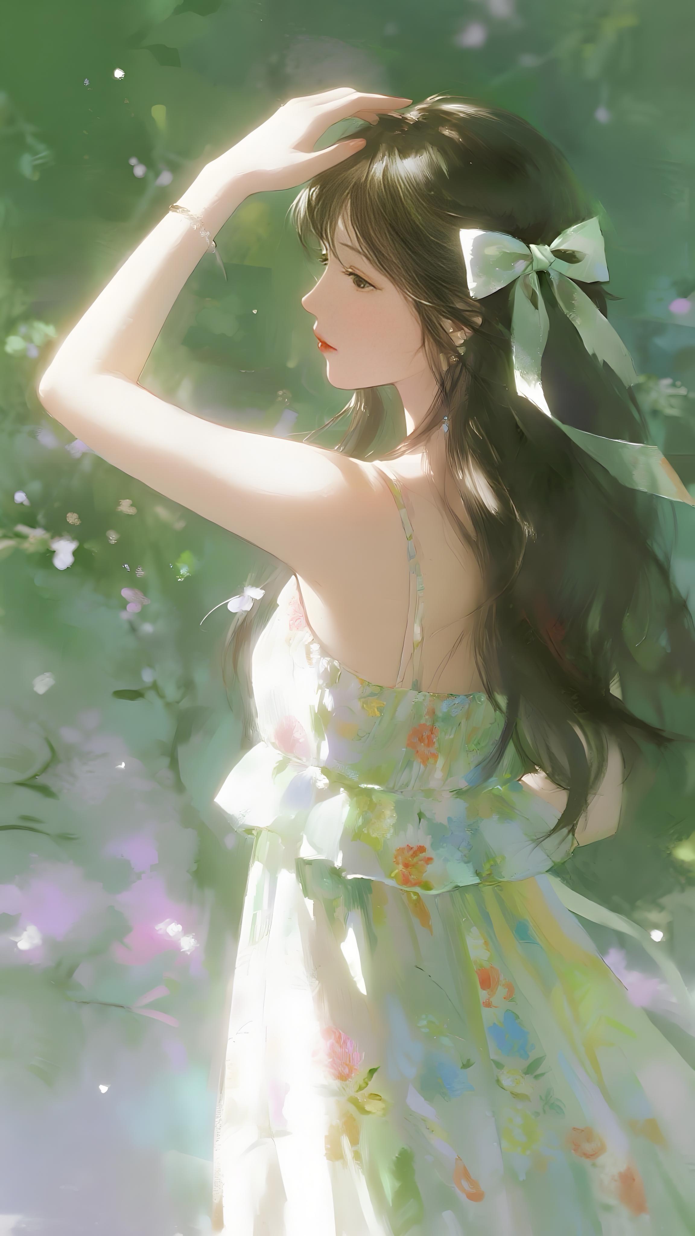 壁纸 | 春风吻过她的发梢，温柔了花开，染绿了枝桠。